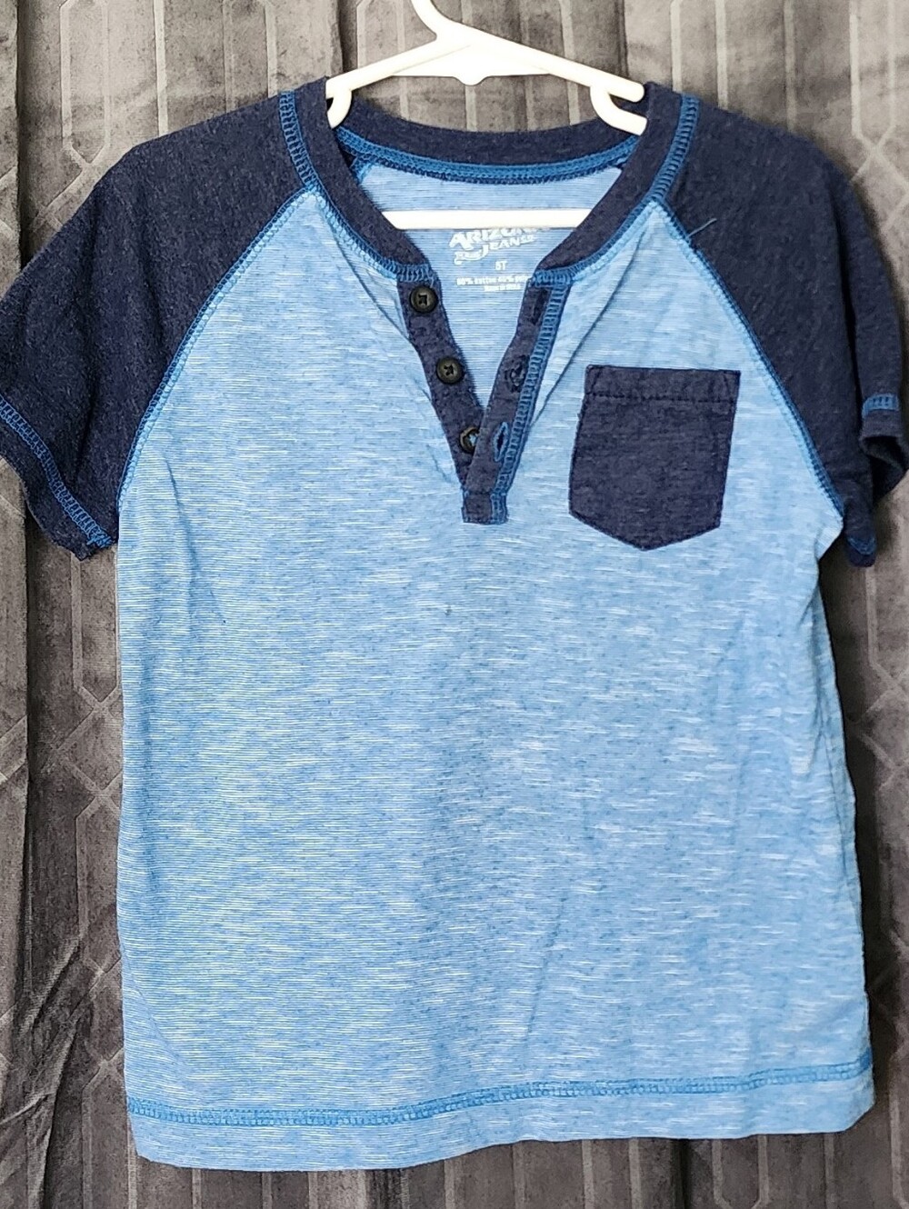 Arizona Jean Co. Boys' Light Blue Henley Pocket Tee